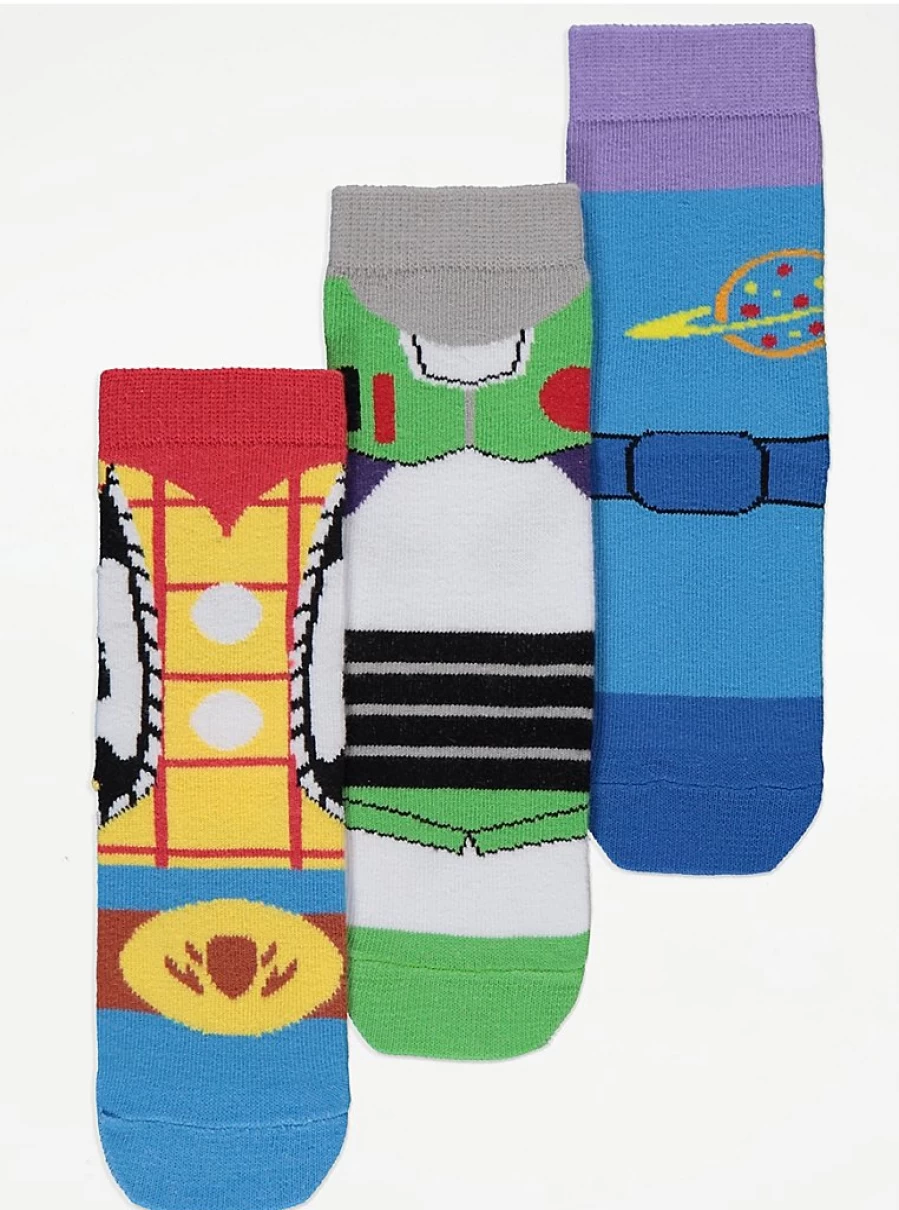 "George at Asda Boys' Disney Toy Story Cotton Socks 3-Pack for Kids"