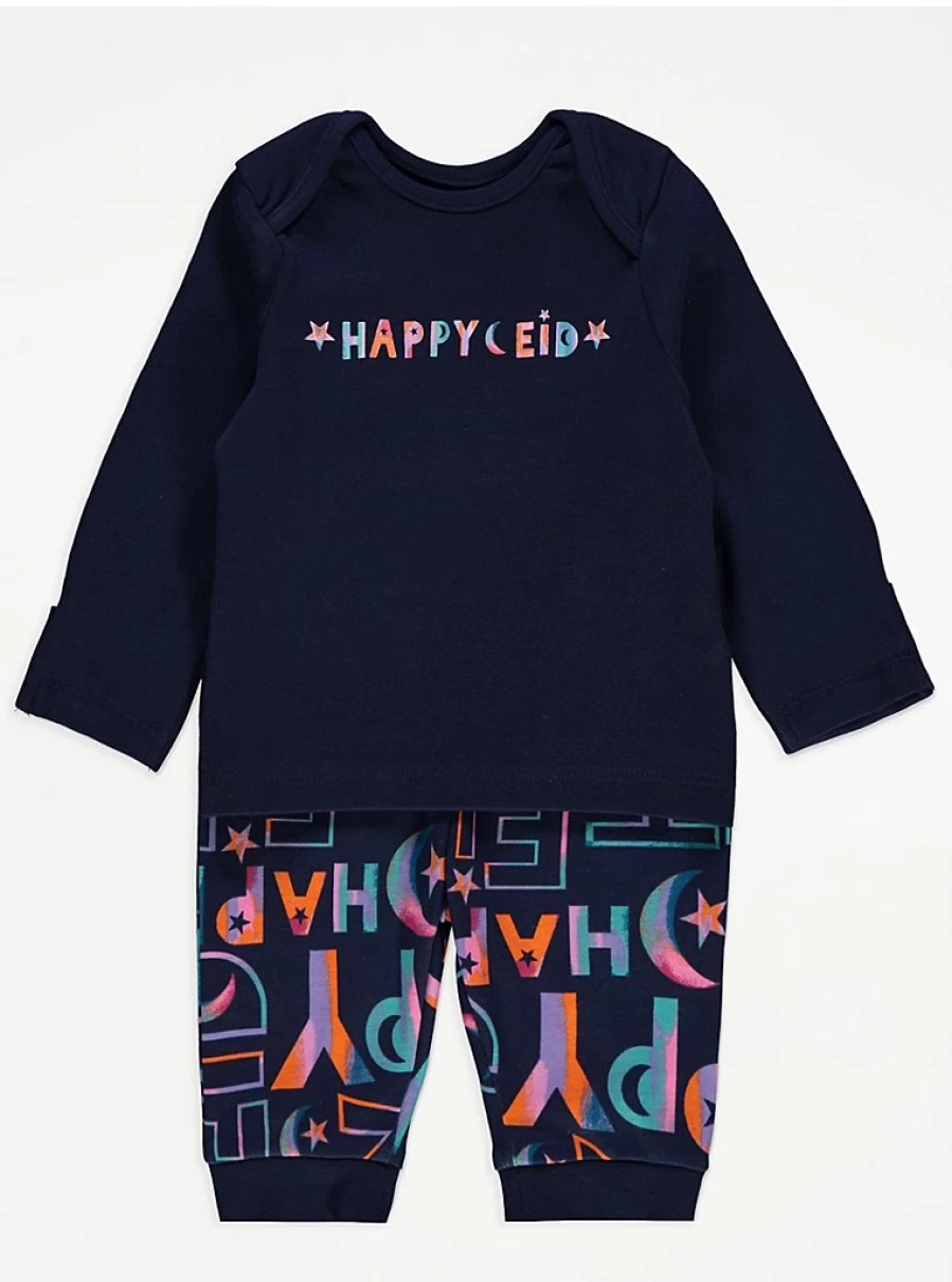 "George at Asda Baby Navy Happy Eid Matching Family Pyjamas – Soft & Comfortable Festive Pajamas"