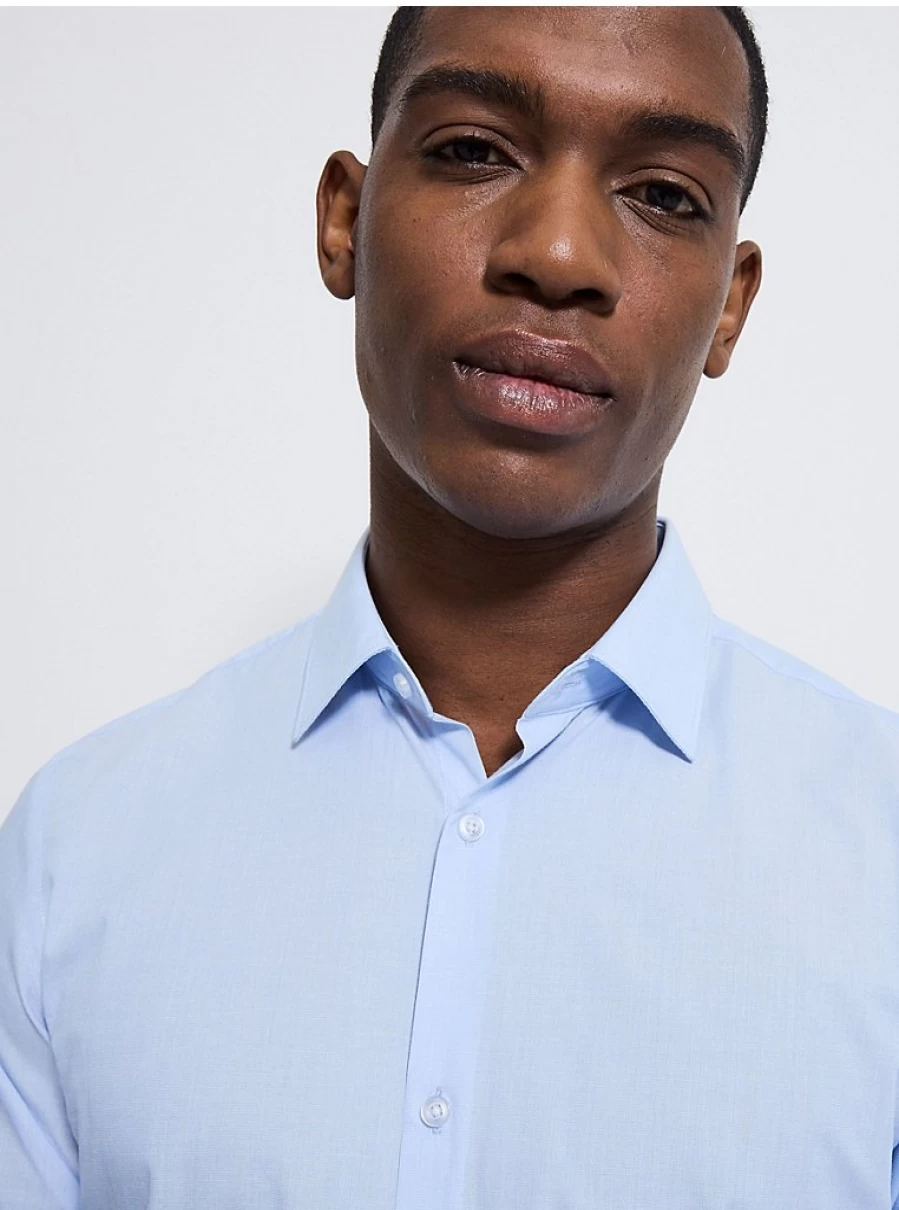 "George at Asda Men's Light Blue Slim Fit Long Sleeve Formal Shirt | Comfort & Style"