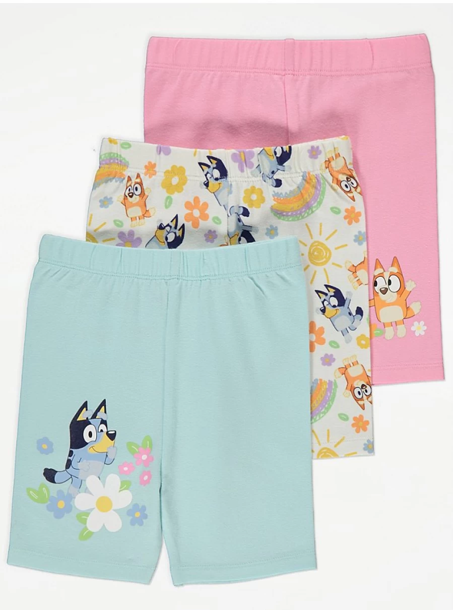 "George at Asda Girls' Bluey Rainbow Sunshine Cycling Shorts 3-Pack | Kids' Bike Shorts Review"