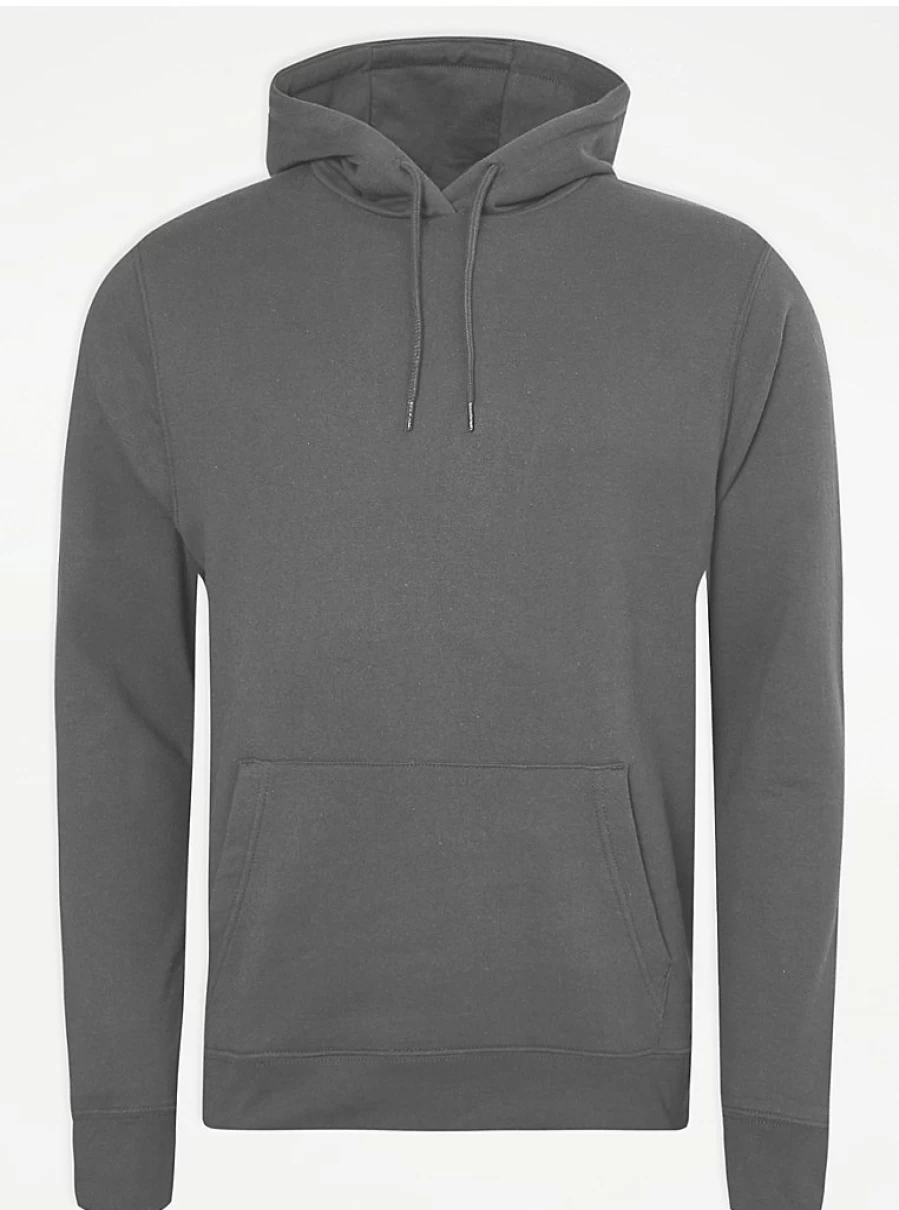 Men's Grey Plain Hoodie | George at Asda | Comfort Fit Casual Pullover
