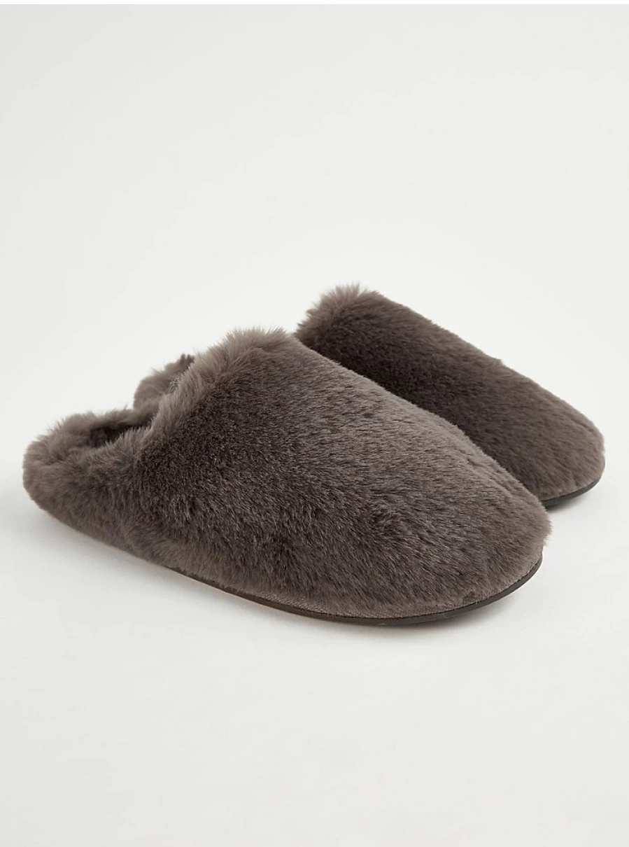 "George at Asda Grey Faux Fur Mule Slippers - Cozy Indoor Slides Review"
