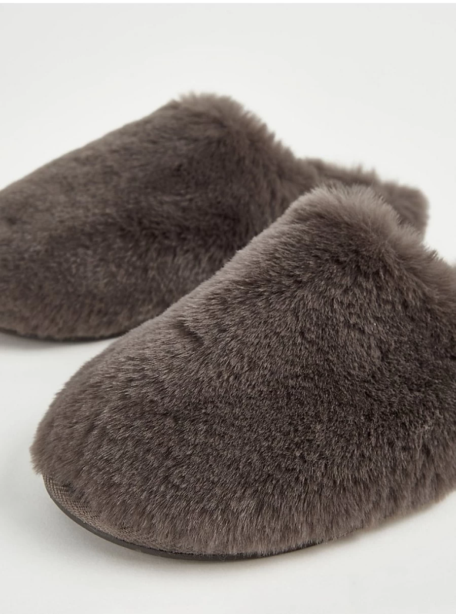"George at Asda Grey Faux Fur Mule Slippers - Cozy Indoor Slides Review"