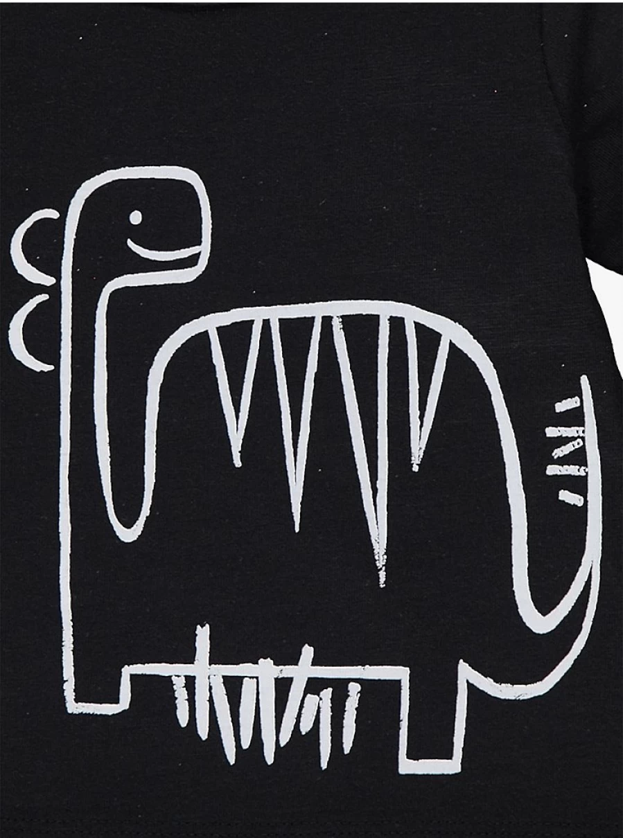 George at Asda Baby Boys' Dinosaur Print 3-Pack T-Shirts with Button Detail