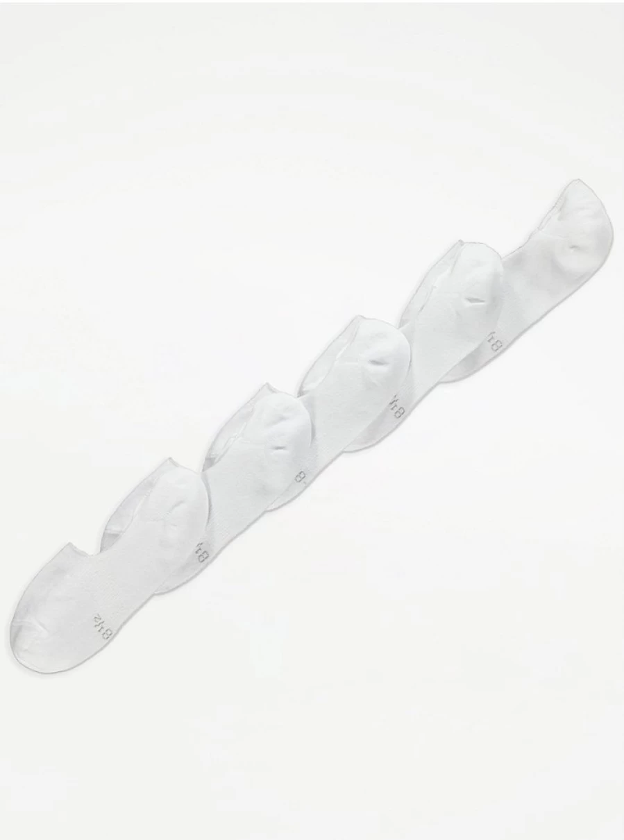 "George at Asda Men's White No Show Socks 5-Pack – Comfort & Breathable Low Cut Socks"