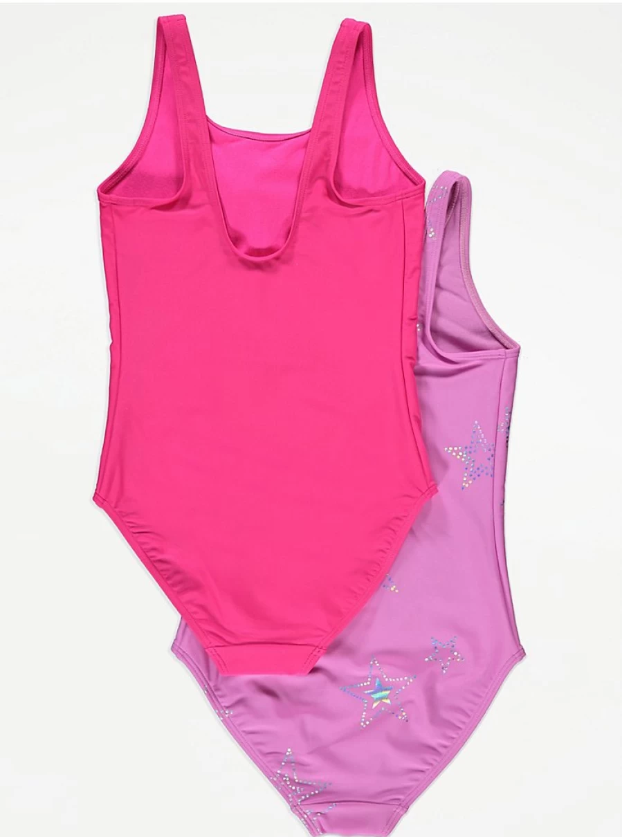 "George at Asda Girls Pink Star Swimsuits 2-Pack | Kids' Swimwear Set Review"