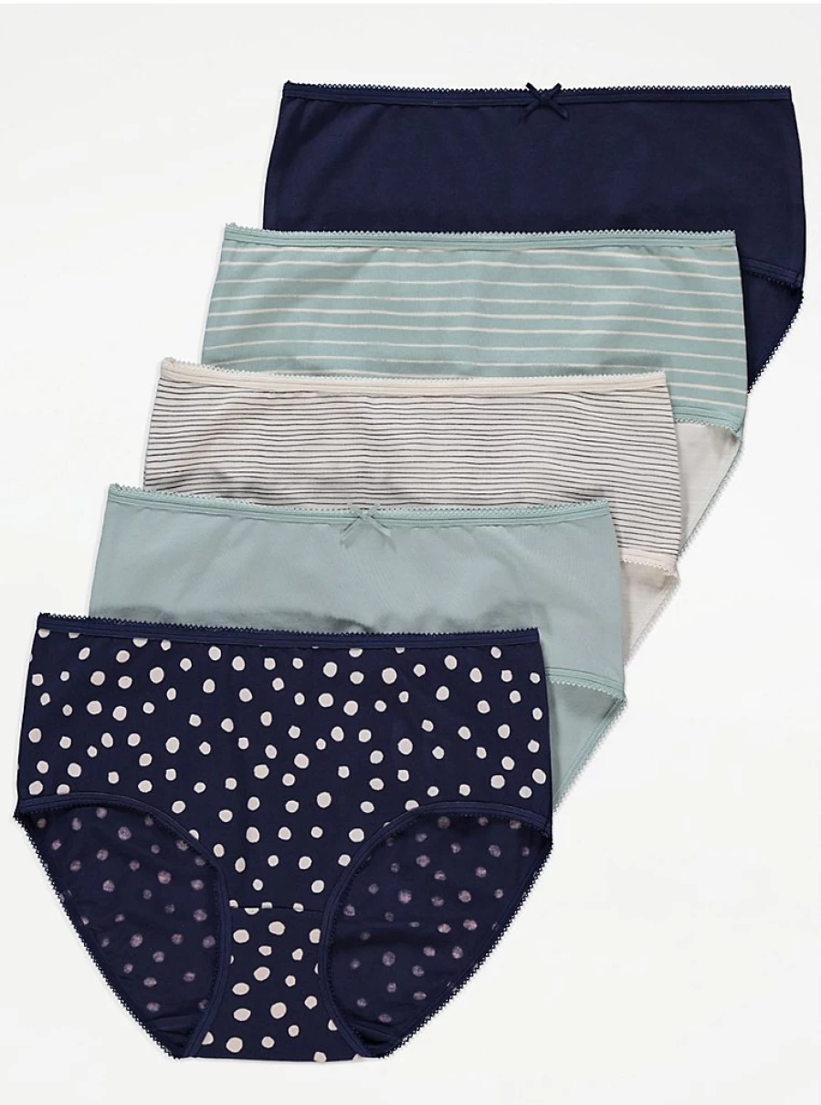 George at Asda Women's Patterned Midi Knickers 5-Pack - Comfortable Lingerie Set Review