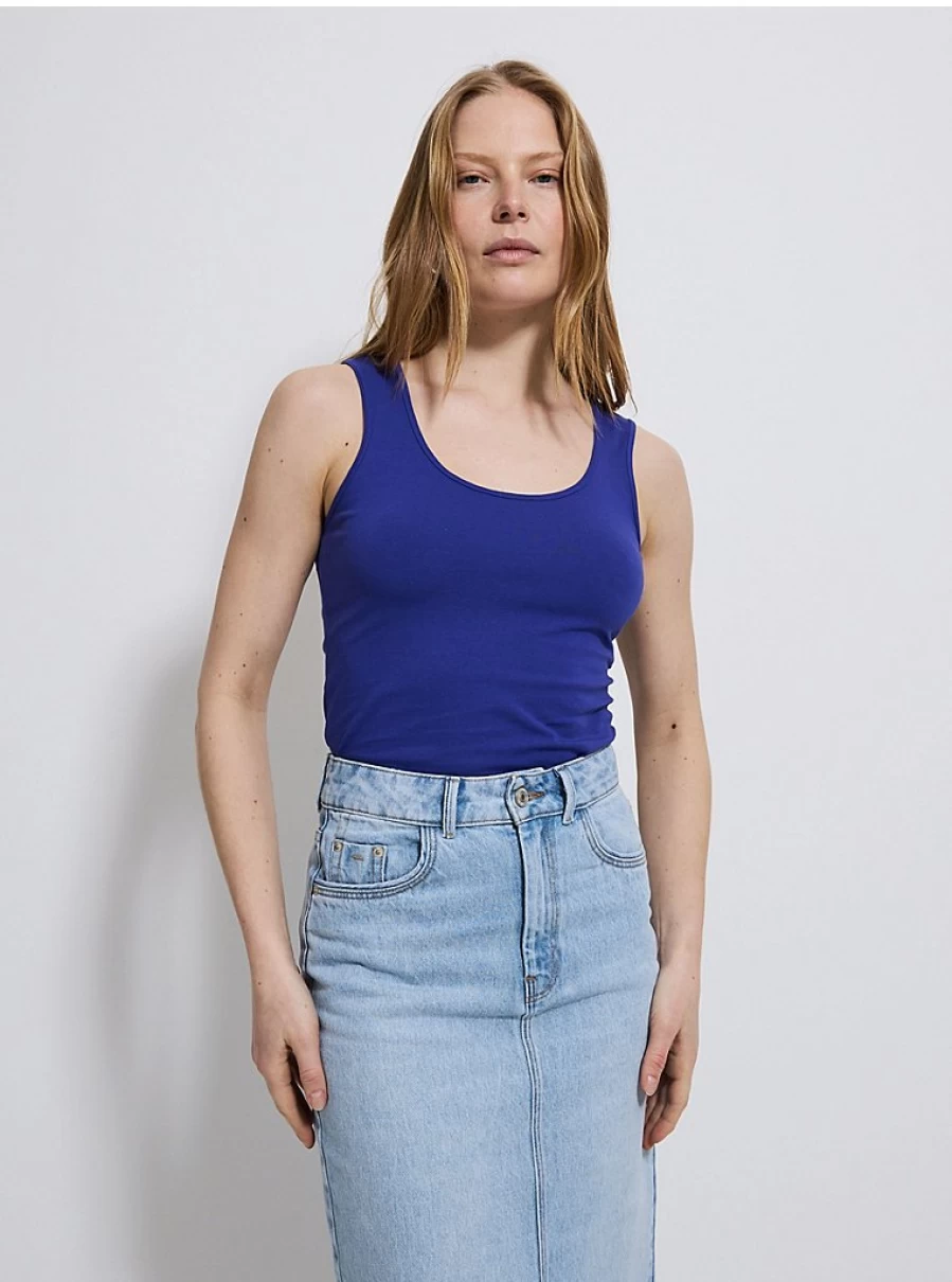 Women's Cobalt Blue Basic Jersey Vest Top | George at Asda | Comfort Fit Stretchable Casual Wear