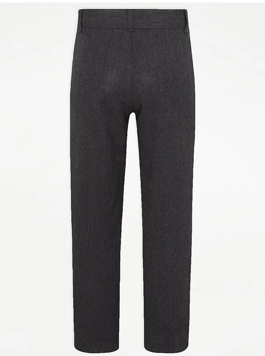 "George at Asda Boys' Grey School Trousers 2-Pack – Regular Fit Long Length"