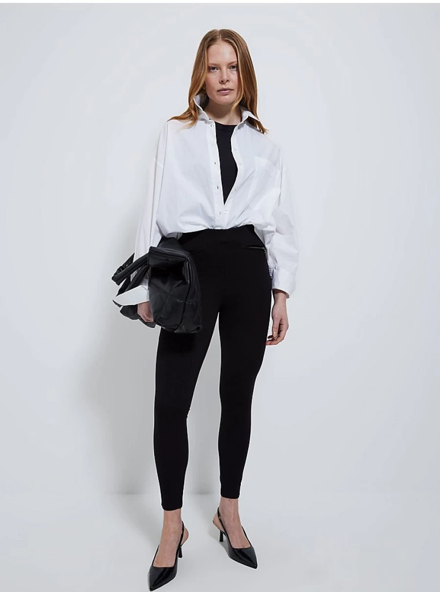 "George at Asda Women's Black Ponte Leggings with Zip - Comfort & Style"