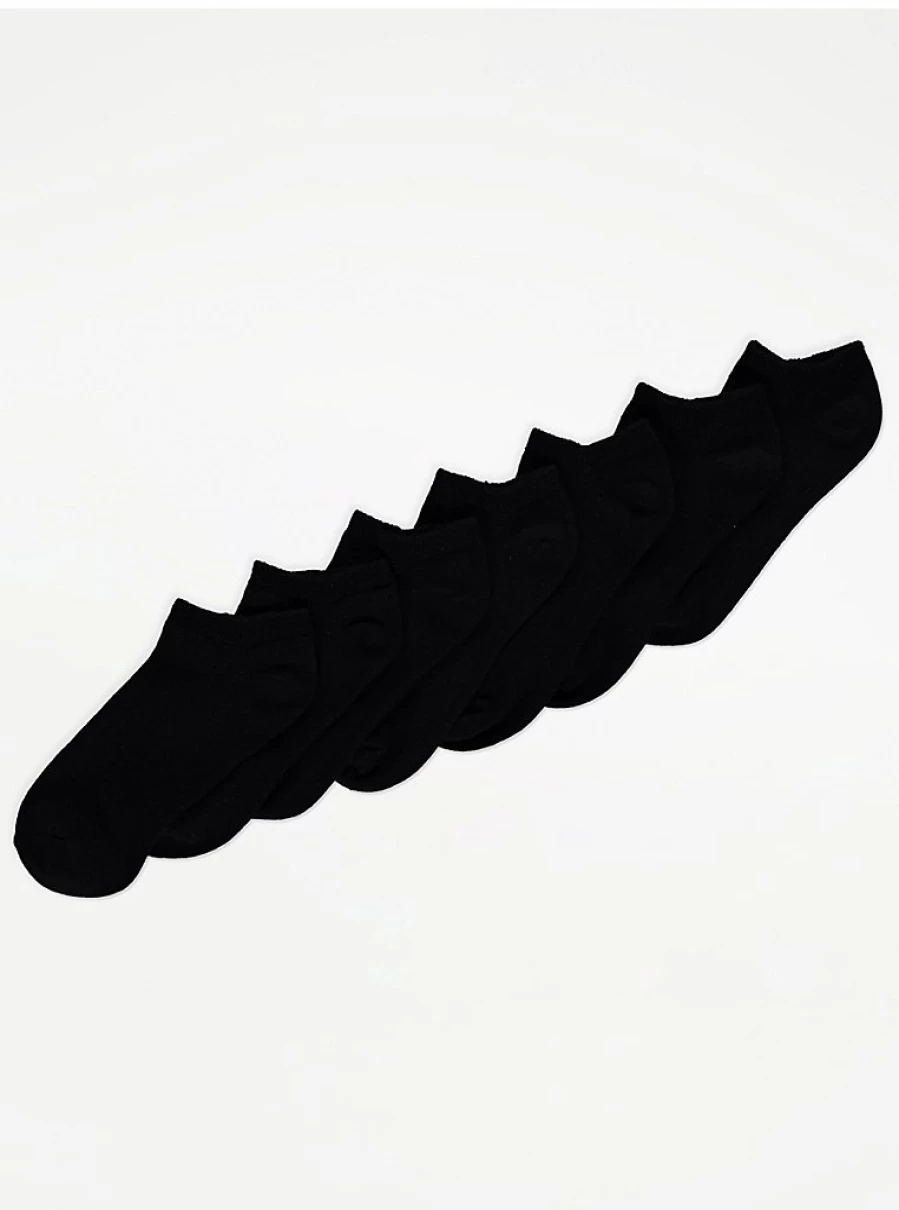 "George at Asda Black Trainer Liner Socks 7 Pack - Comfortable & Breathable Multipack"