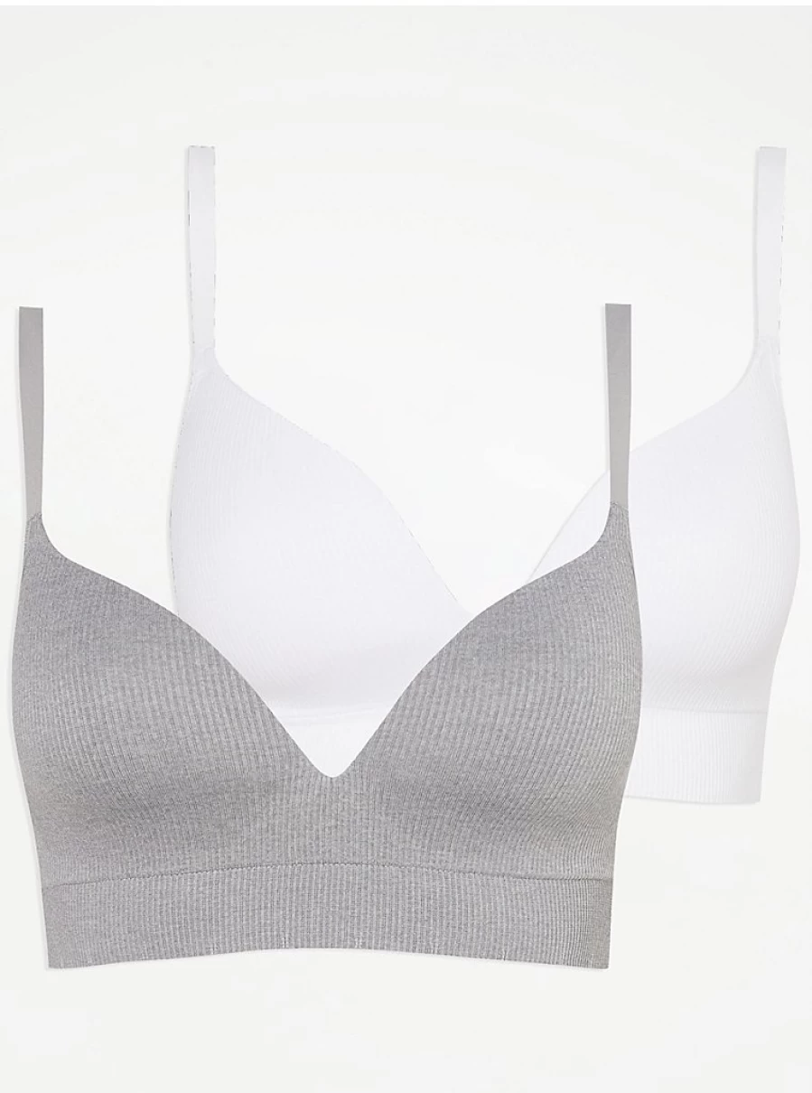 "George at Asda Women's A-D Soft Comfort Seamless Bra 2-Pack | Wireless Comfort Lingerie"