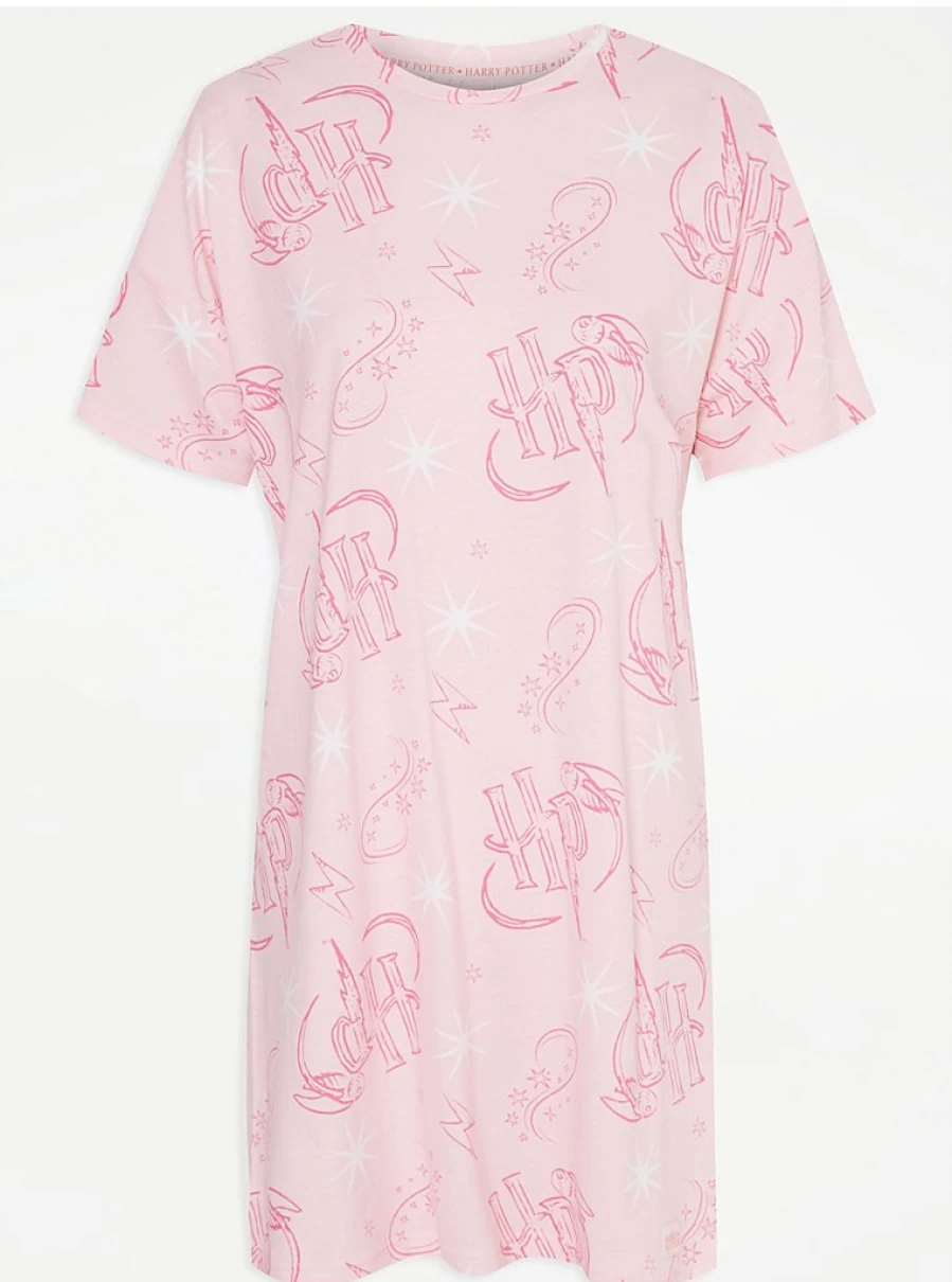 "George at Asda Harry Potter Pink Slogan Women's Nightdress | Comfortable Sleepwear | Official Merchandise"