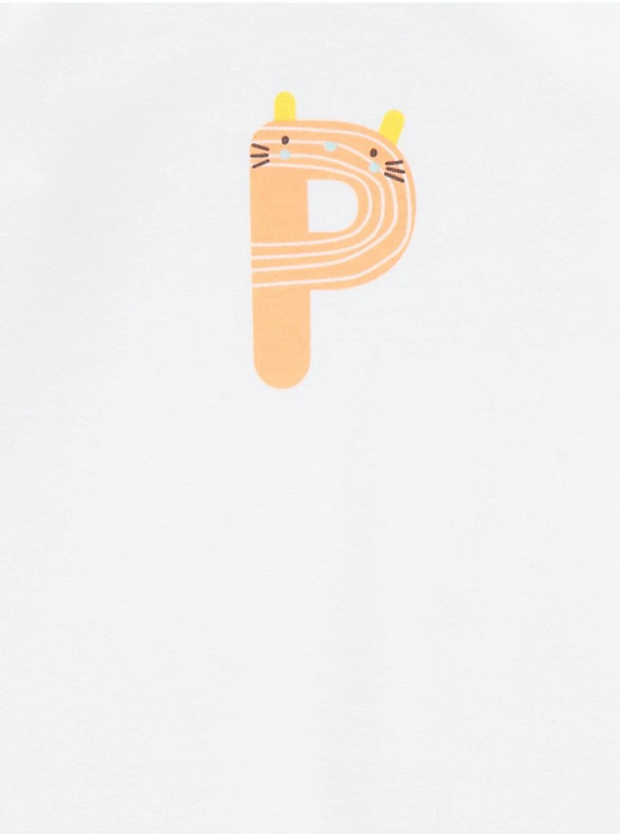 "George at Asda Baby White Animal Letter P Sleepsuit – Comfortable & Cute Sleepwear for Infants"