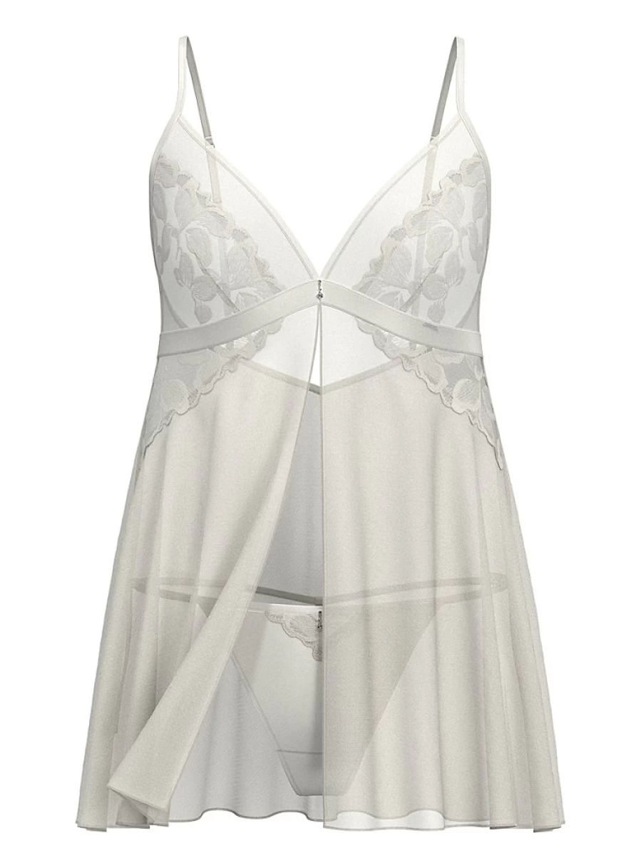 "George at Asda White Embroidered Bridal Babydoll Chemise & Thong Set – Lingerie Review"