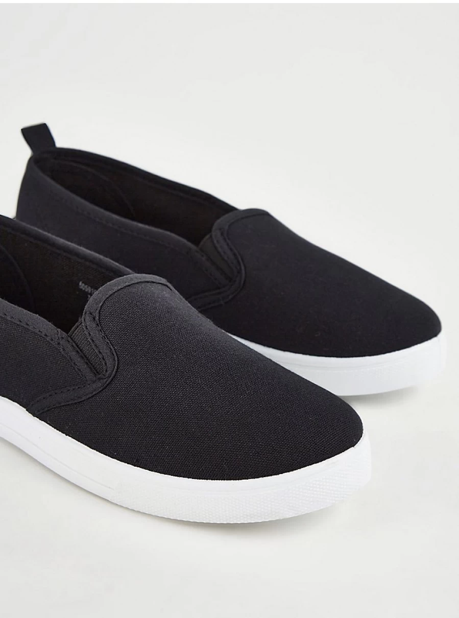 "George at Asda Women's Black Elasticated Canvas Pumps – Comfortable & Stylish Slip-On Shoes"
