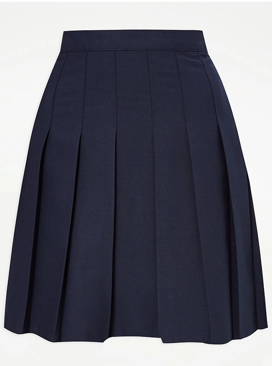 "George at Asda Navy Pleated School Skirt for Senior Girls – Permanent Pleats & Comfort Fit"