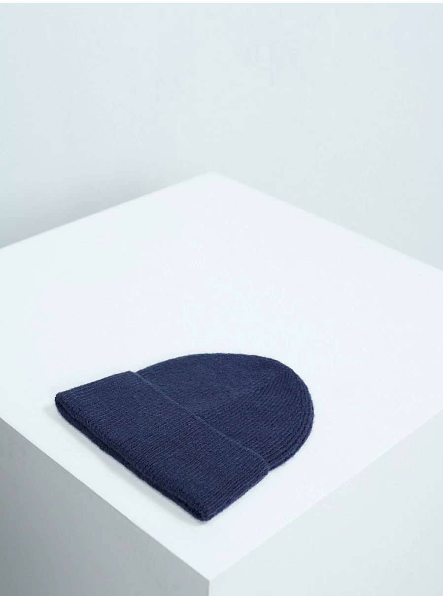George at Asda Men's Navy Wool Knitted Beanie Hat | Studio Edit Collection | Warm Winter Cap