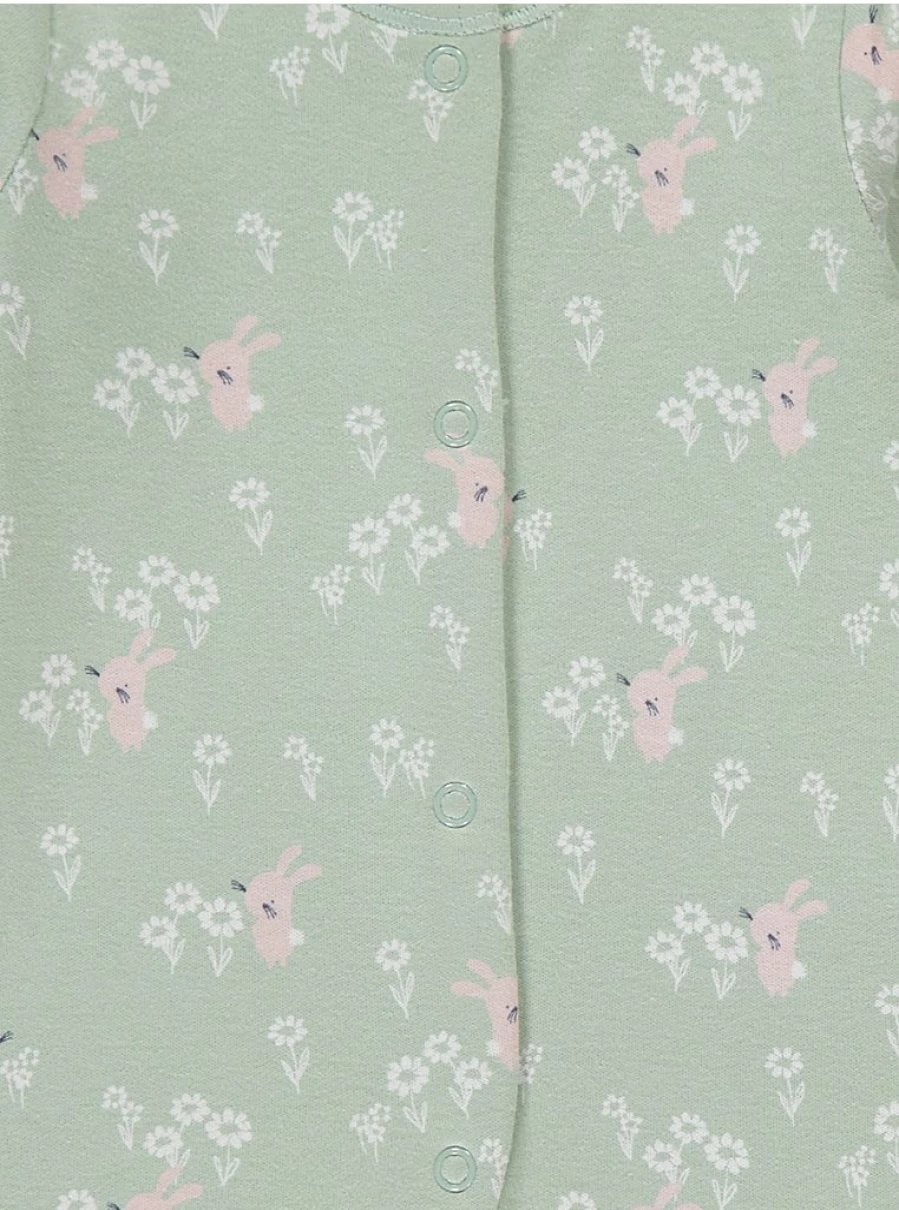 George at Asda Baby Boys/Girls Bunny Bluebell Footless Sleepsuits 3-Pack - Soft Cotton Pajama Set for Infants & Toddlers