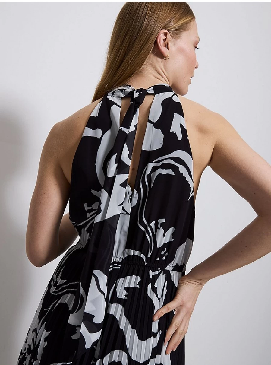 Black Floral Halter Neck Midi Dress by George at Asda | Women's Summer Boho Dress