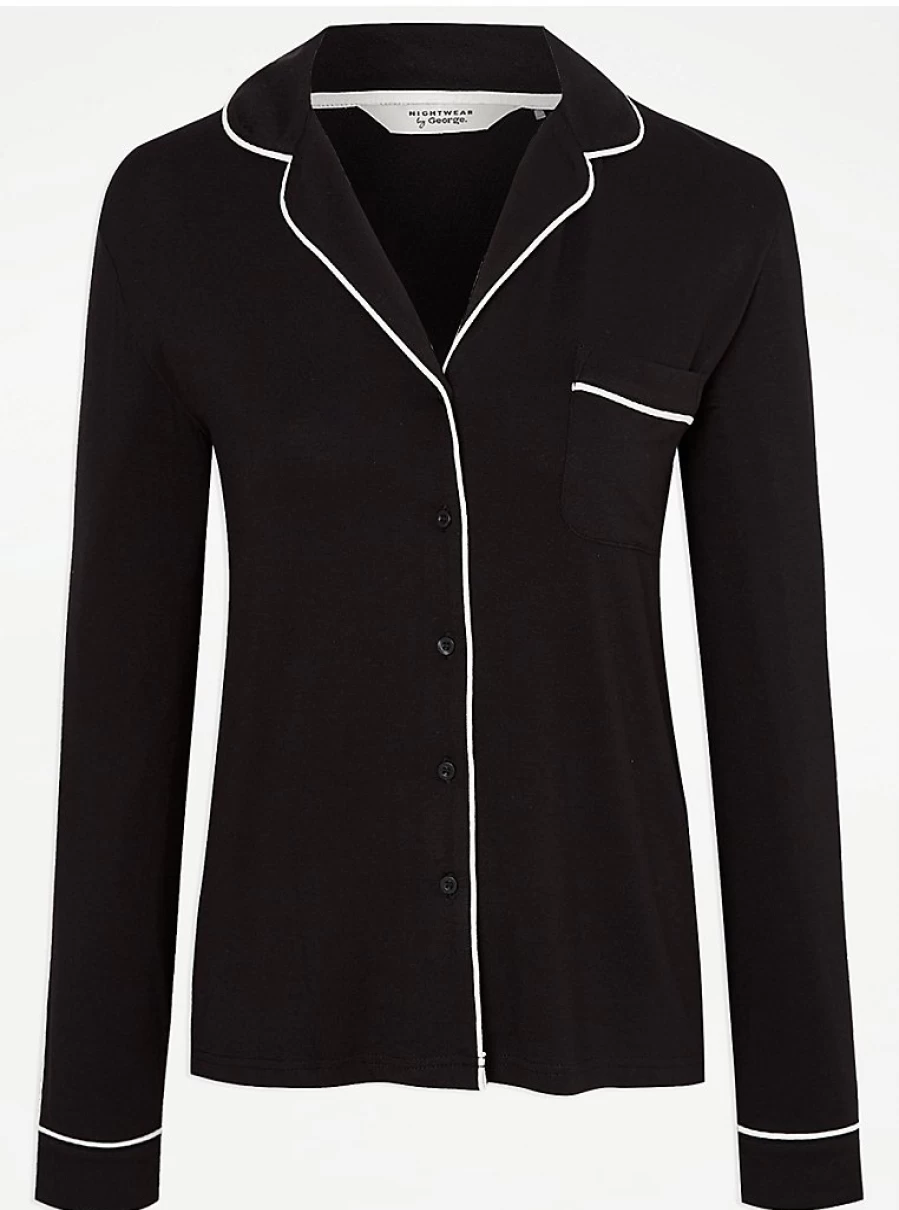 "George at Asda Black Long Sleeve Pyjama Set - Women's Nightwear & Loungewear"