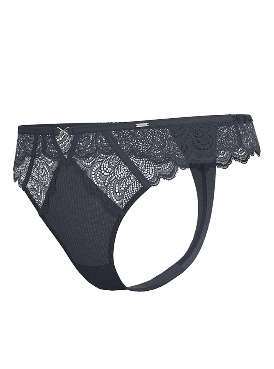 "George at Asda Entice Charcoal Scallop Lace Thong | Women's Lingerie | Comfortable & Stylish Design"