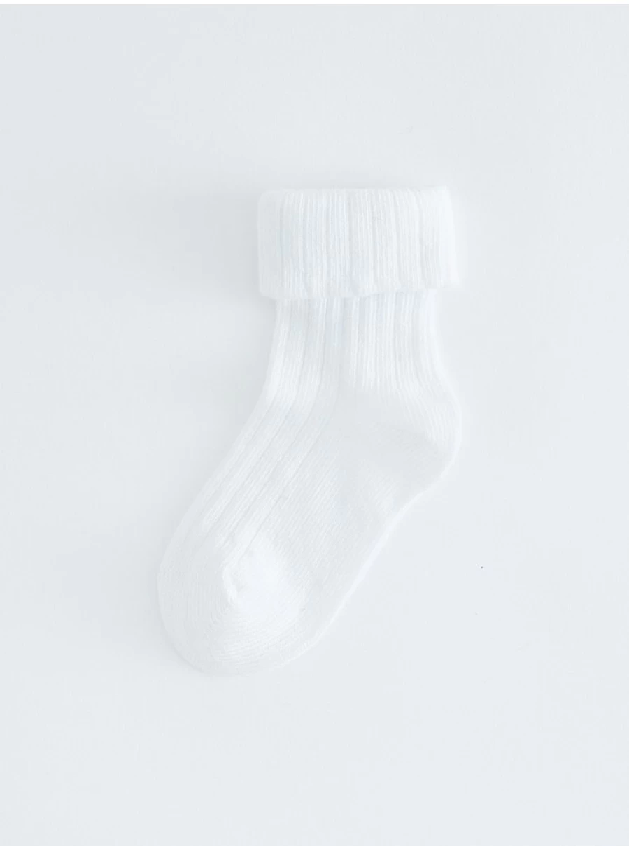 Baby Ribbed White Socks 5-Pack - Unisex Comfort & Quality by George at Asda