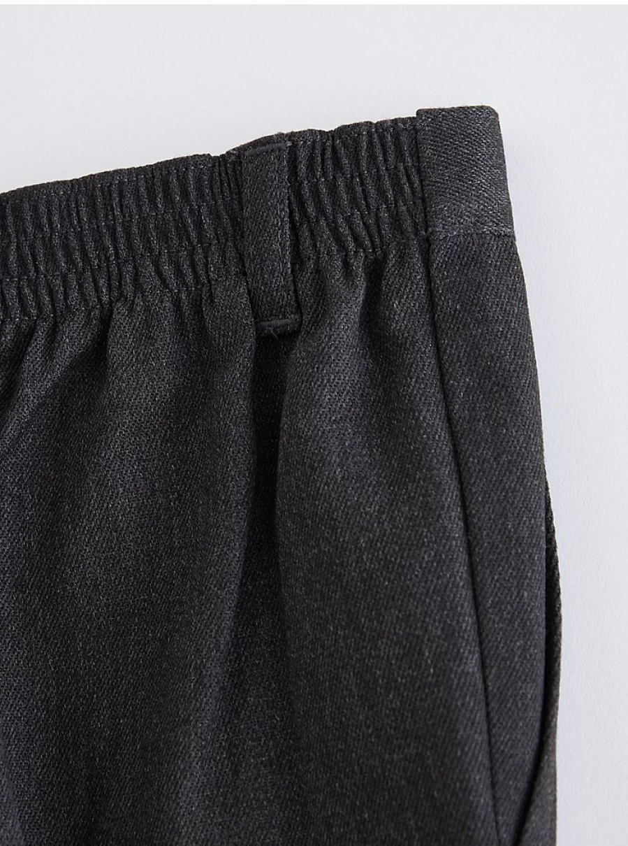 George at Asda Boys' Grey Half Elastic School Trousers 2-Pack - Comfortable Uniform Pants for Kids
