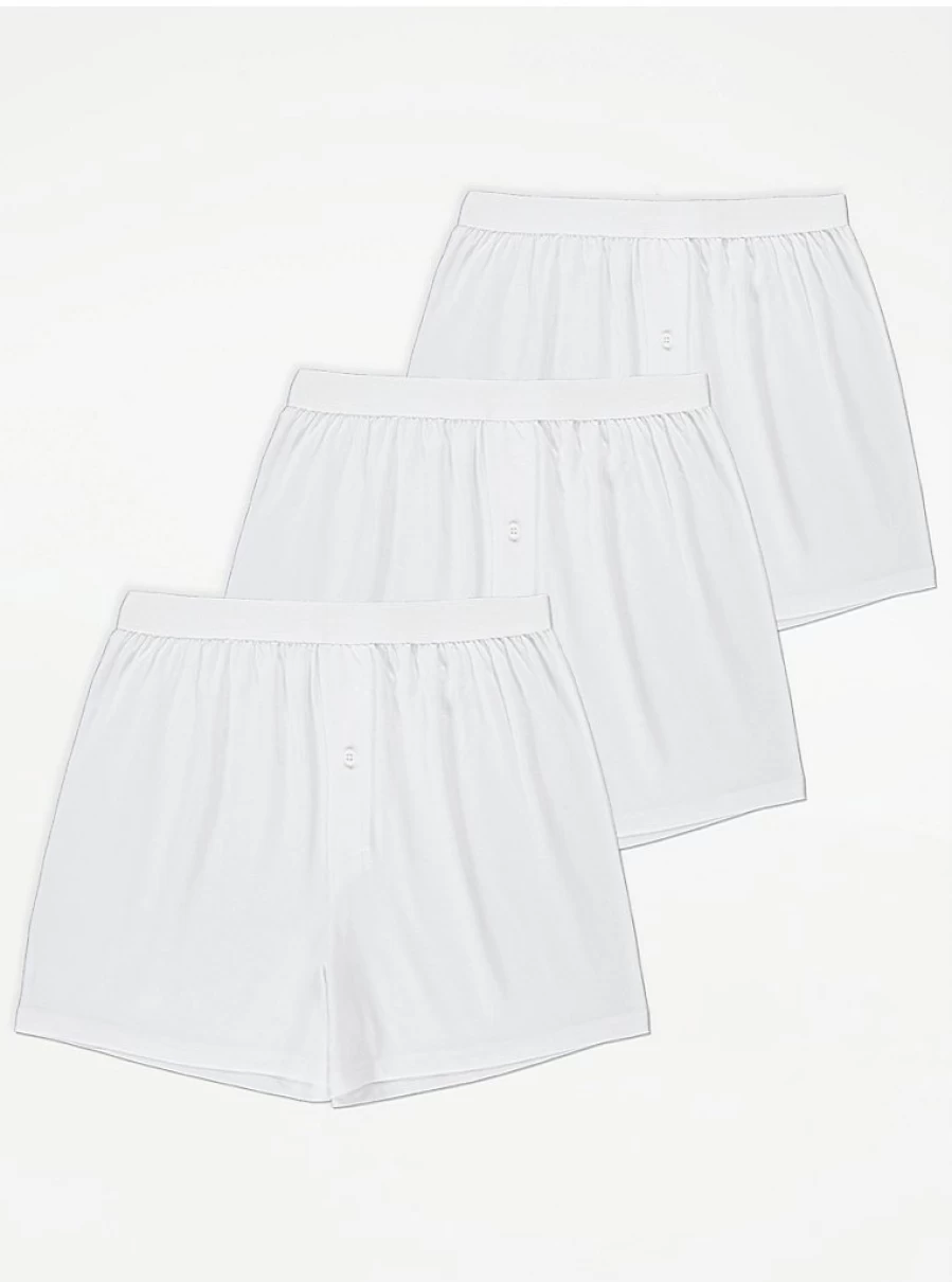 George at Asda Boys' White Jersey Boxer Briefs 3-Pack – Soft Cotton Underwear