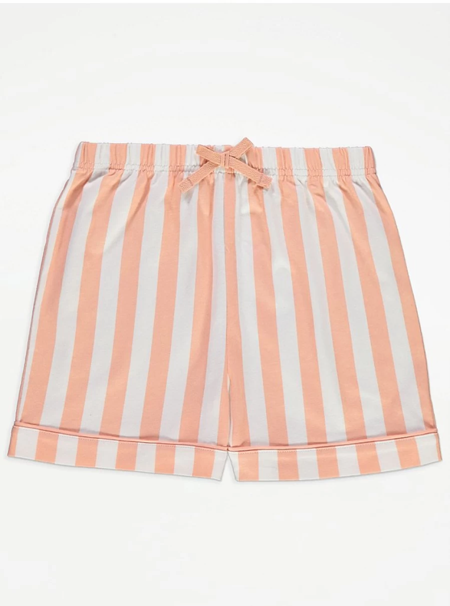 "George at Asda Kids Peach Striped Short Sleeve Pyjama Set – Comfortable & Cute Pajamas"