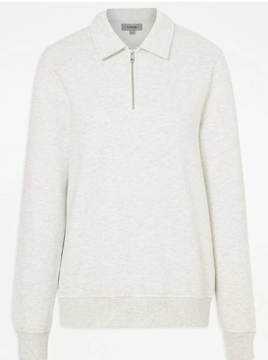 Men's Grey Marl Collared Quarter Zip Sweatshirt | George at Asda | Comfort & Style