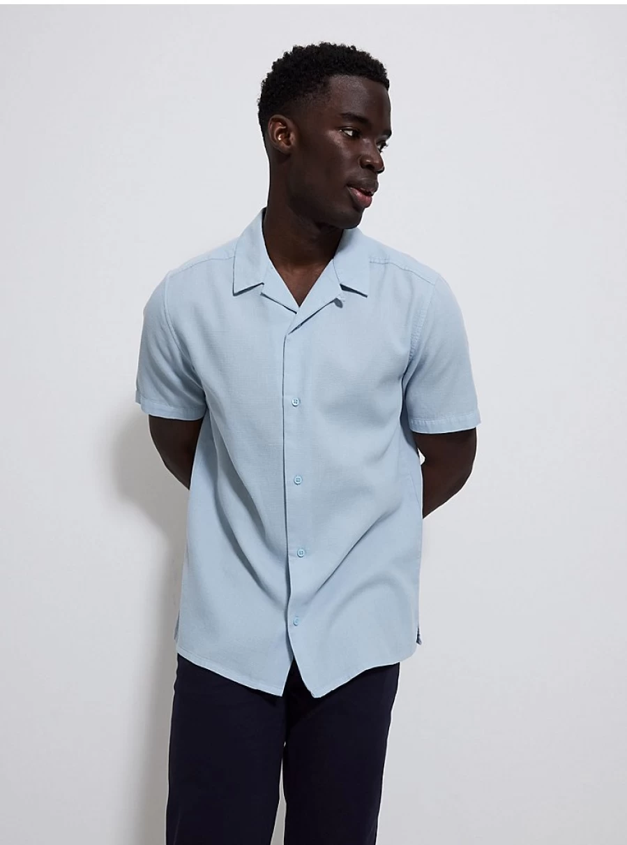 "George at Asda Men's Light Blue Waffle Texture Short Sleeve Shirt Review"