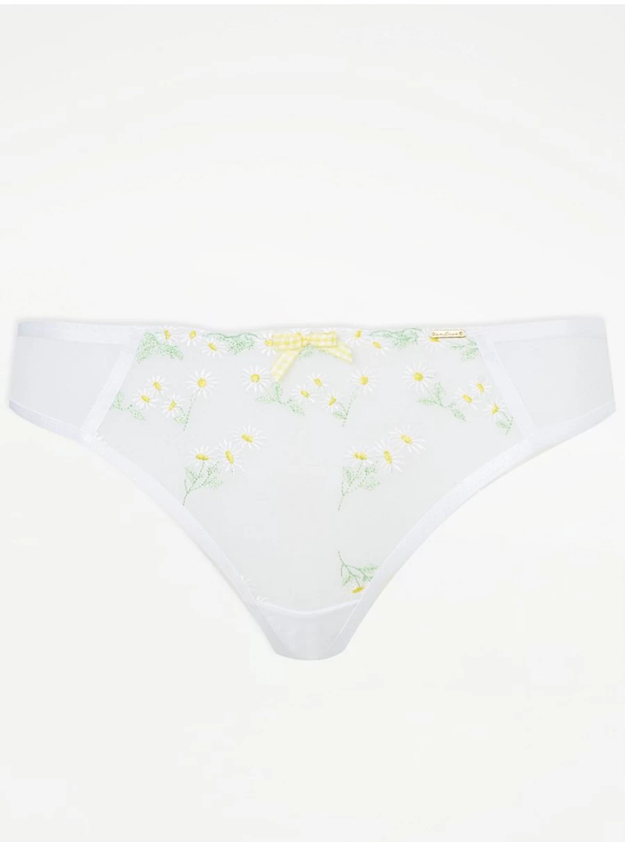 "George at Asda White Daisy Embroidered Lingerie Thong | Entice Collection Review"