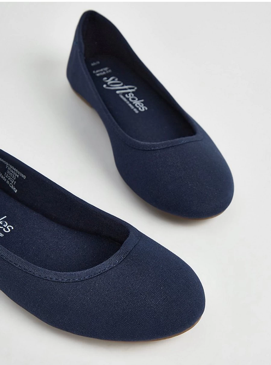 Women's Navy Blue Canvas Ballet Flats by George at Asda – Comfortable & Stylish Slip-On Shoes