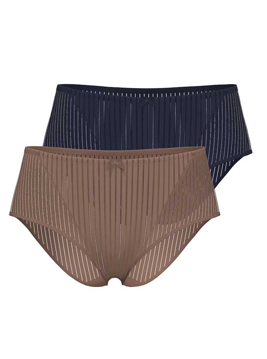 George at Asda Spot & Stripe Cotton Midi Knickers 2-Pack | Women's Comfort Underwear