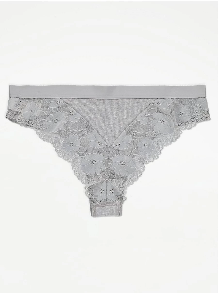 George at Asda Women's Ribbed Lace Trim Brazilian Panties 3-Pack | Comfortable Underwear Set | Lingerie Reviews