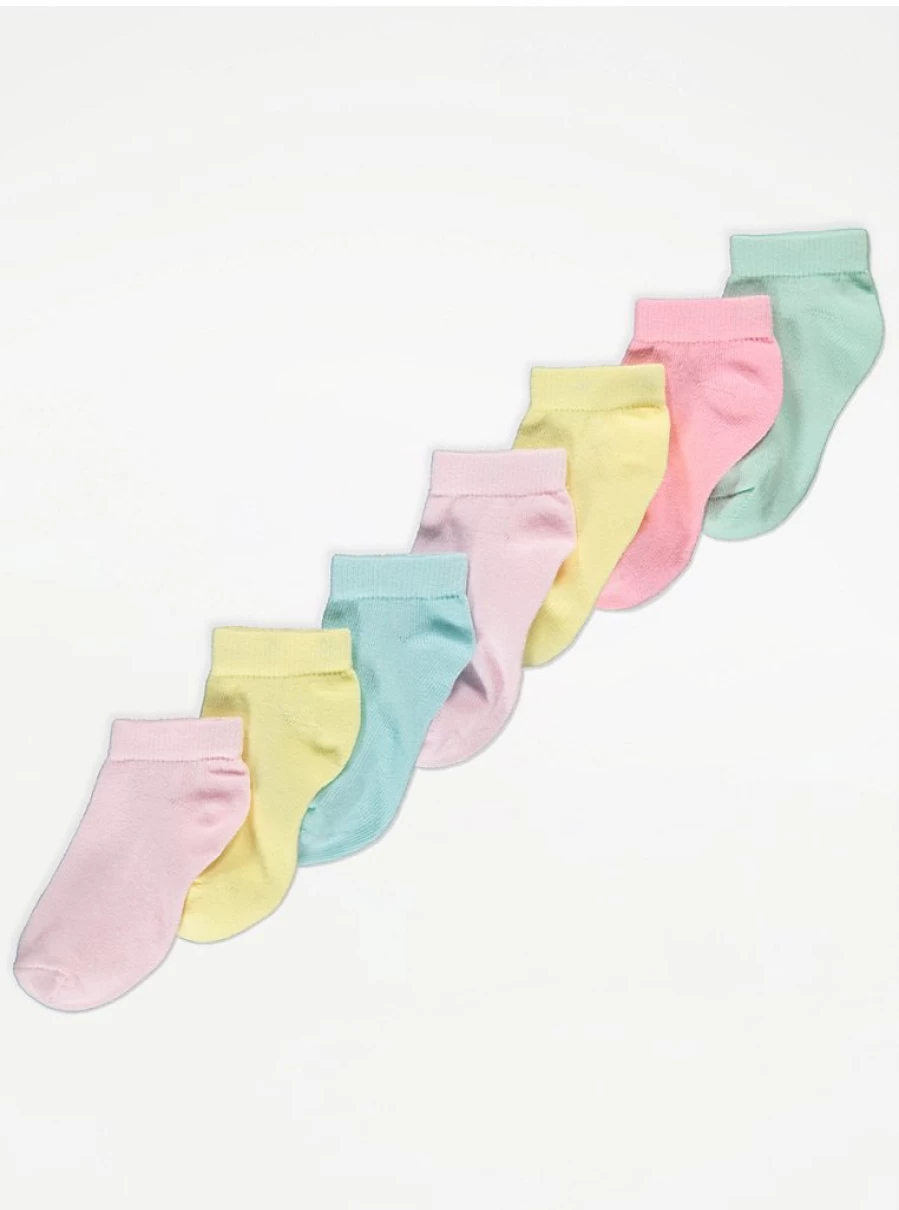 "George at Asda Kids' Pastel Trainer Liner Socks 7-Pack | Soft Comfort Socks for Children"