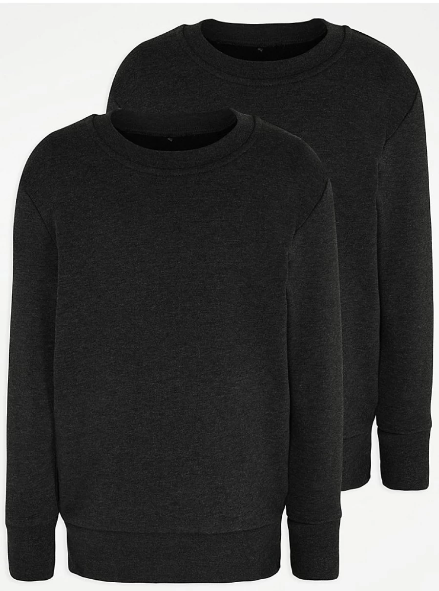 "George at Asda Charcoal School Sweatshirt 2 Pack - Comfortable & Stylish Uniform Essentials"