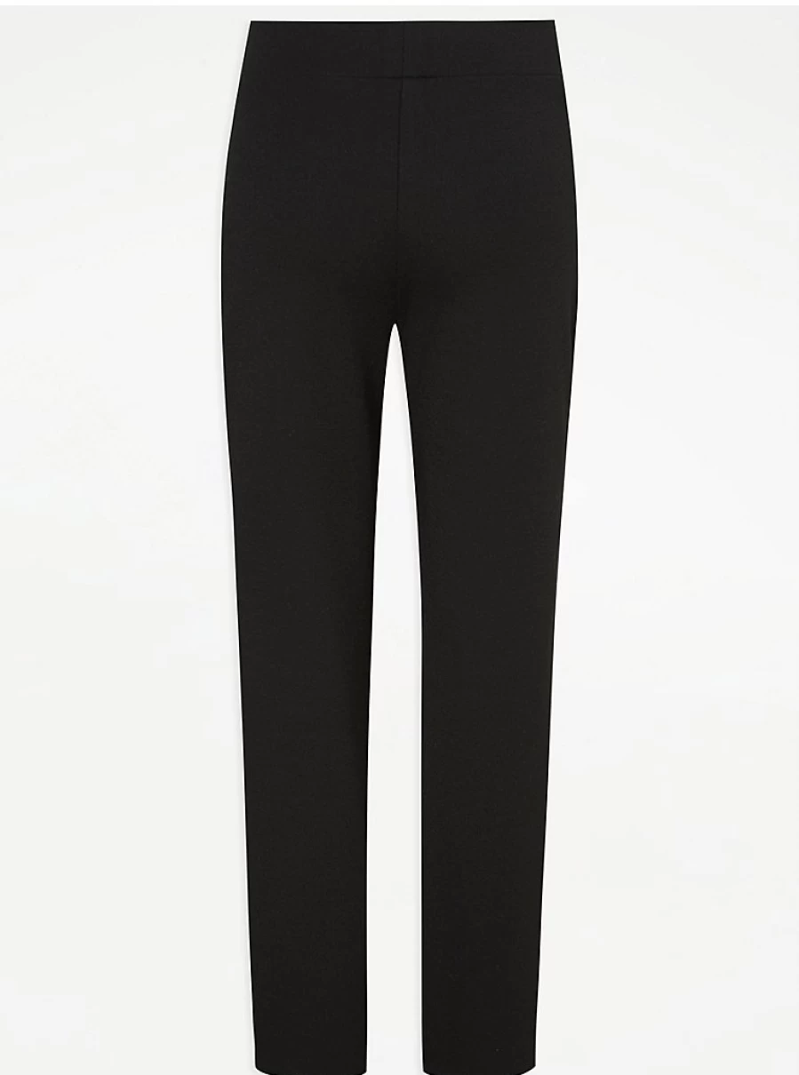 "George at Asda Girls' Black Slim Fit School Trousers 2-Pack – Comfortable Jersey Fabric for School Uniforms"