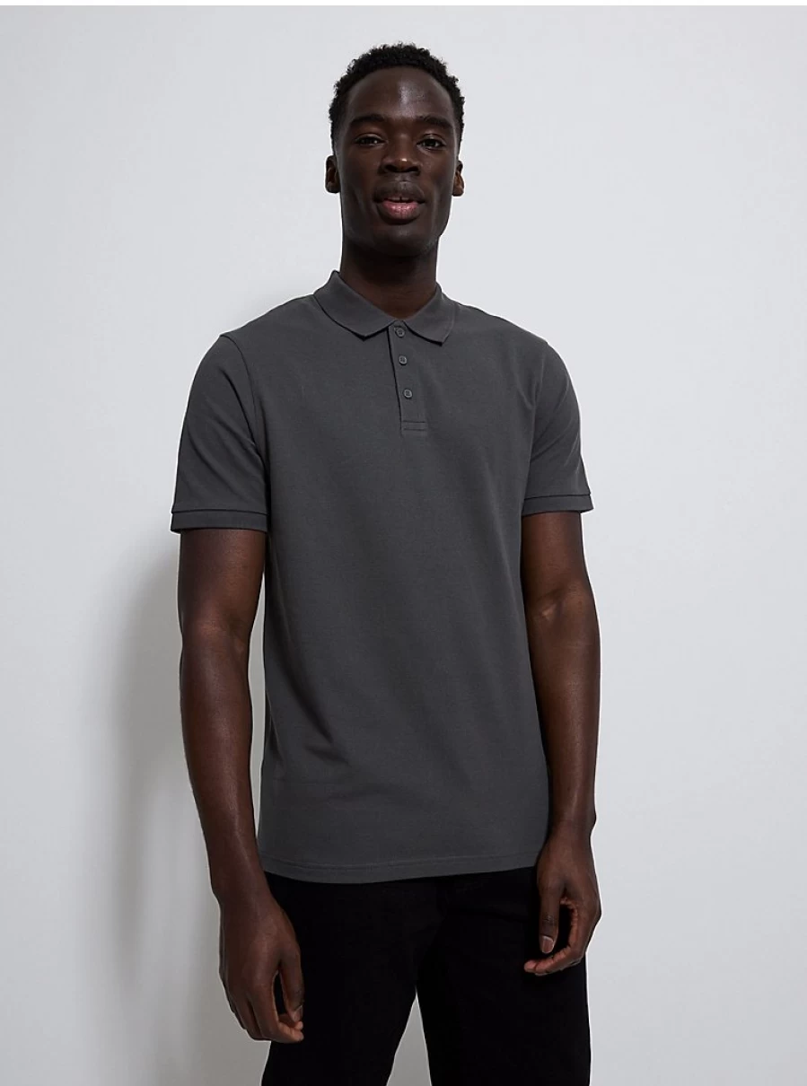 Men's Charcoal Grey Polo Shirt | George at Asda | Comfort Fit Casual Top
