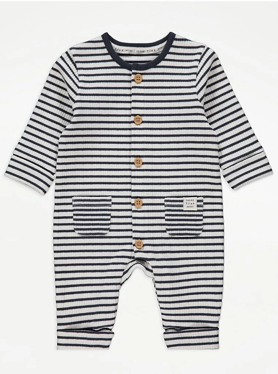 "George at Asda Boys' Black Ribbed Striped All-in-One Baby Bodysuit Reviews"