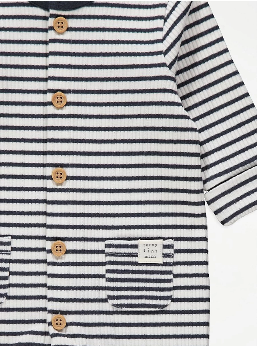 "George at Asda Boys' Black Ribbed Striped All-in-One Baby Bodysuit Reviews"