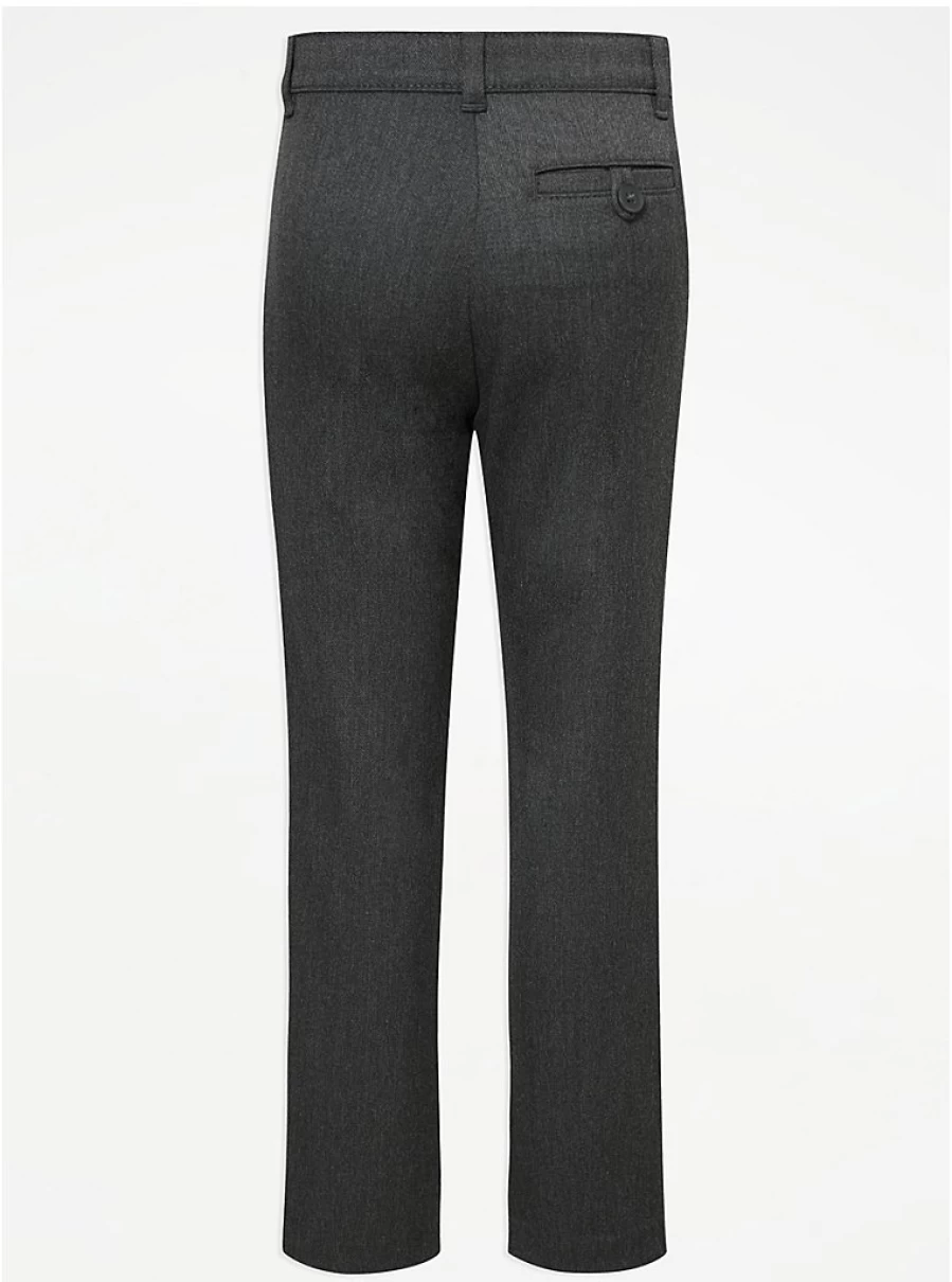 "George at Asda Boys' Grey Skinny Fit School Trousers 2-Pack – Comfortable & Durable Uniform Pants"