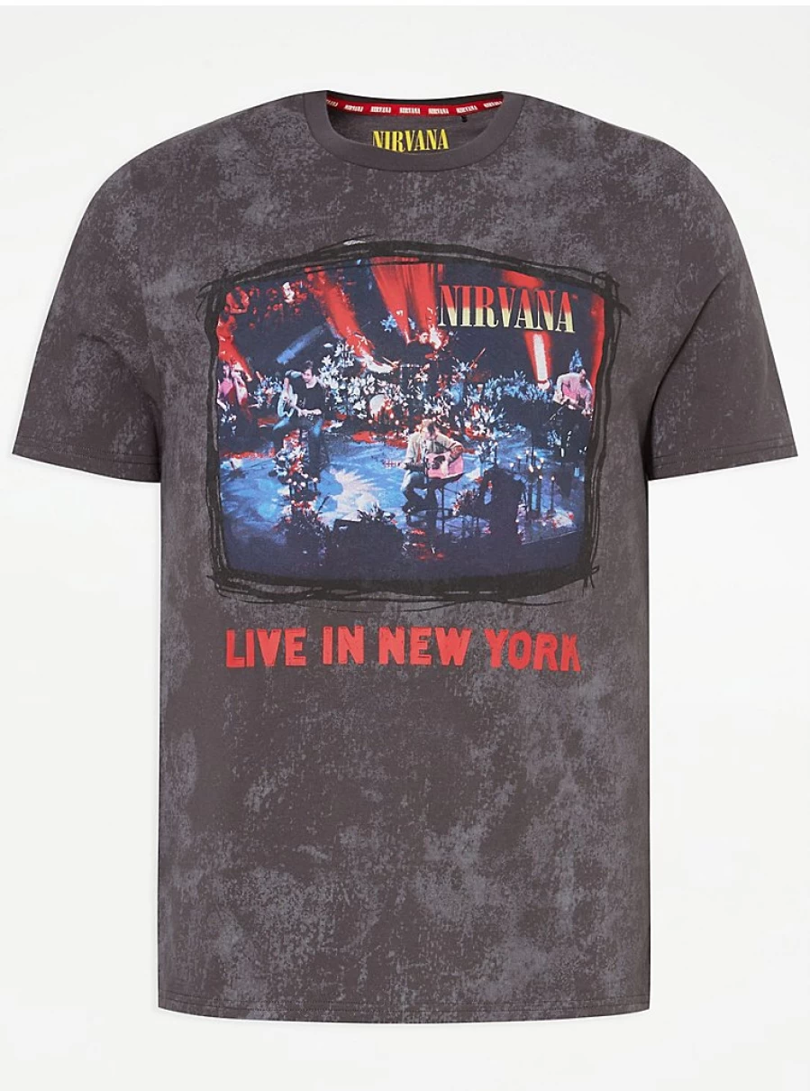 Nirvana Live In New York Band T-Shirt for Men - George at Asda Official Merchandise