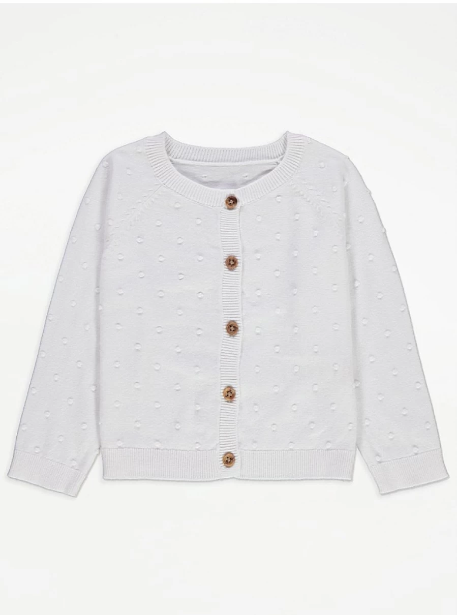 White Bobble Cardigan for Kids | Cozy Knit Winter Wear | George at Asda