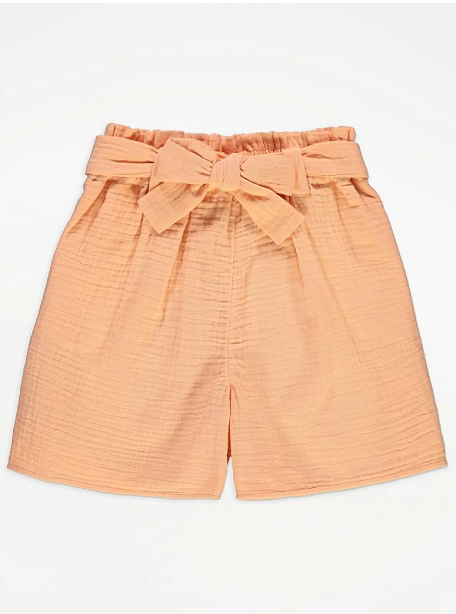 Girls' Orange Double Cloth Shorts with Belt | George at Asda | Kids' Fashion Review