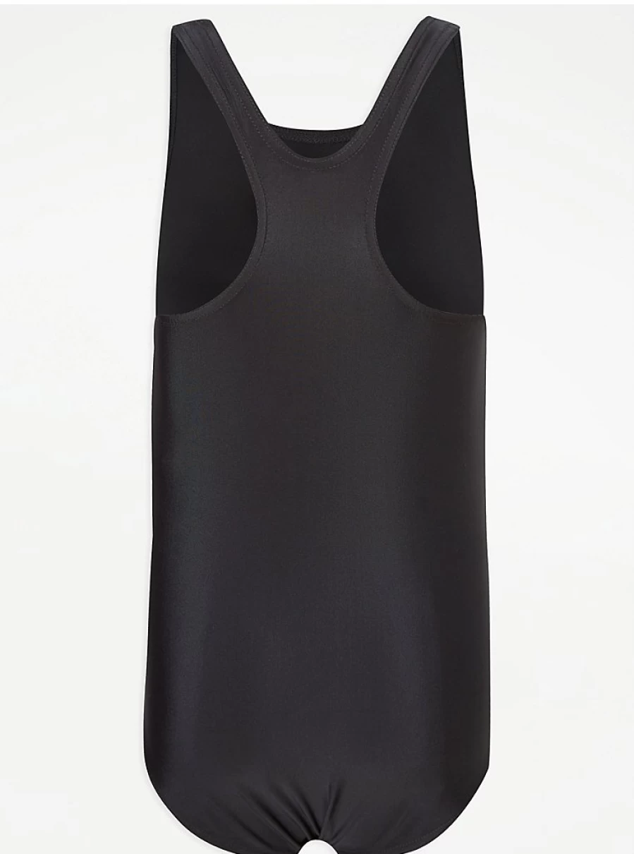 "George at Asda Girls' Black Printed School Swimsuit | Comfortable & Stylish Swimwear for School"