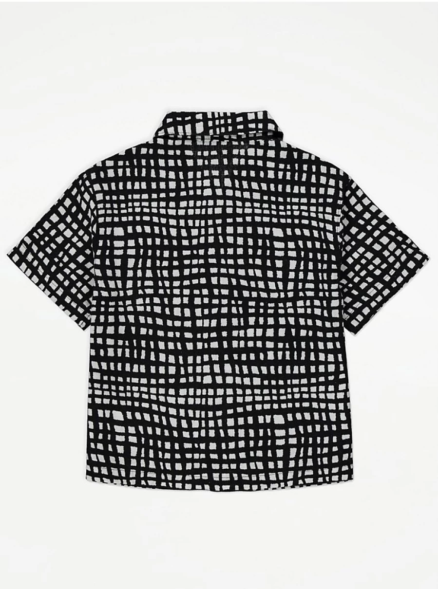 "George at Asda Boys Black Grid Check Short Sleeve Shirt – Comfort & Style for Kids"