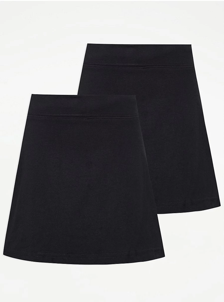 "George at Asda Girls' 2-Pack Black School Skorts – Comfortable & Stylish Uniform Essential"