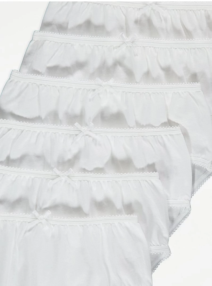 "George at Asda All White Basic Briefs 10-Pack for Kids – Comfortable Cotton Underwear"